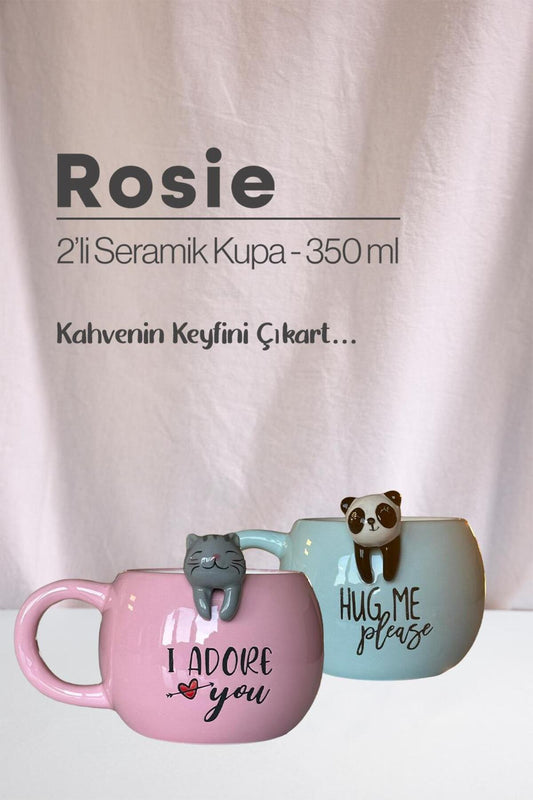 Panda ve Kedi Seramik Kupa 350 ml