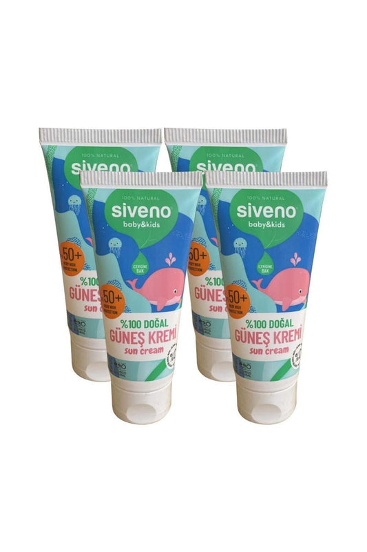 %100 Doğal Bebek Güneş Kremi Leke Karşıtı Antioksidan Nemlendirici Bitkisel UVA UVB SPF50 X 4 Adet