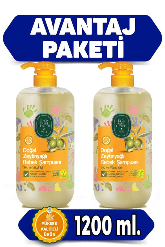 Paraben, Alkol, Boya, Alerjen, Sls, Seles Ve Sabun Içermeyen Bebek Şampuanı 600 ml X 2 (1200ML.)