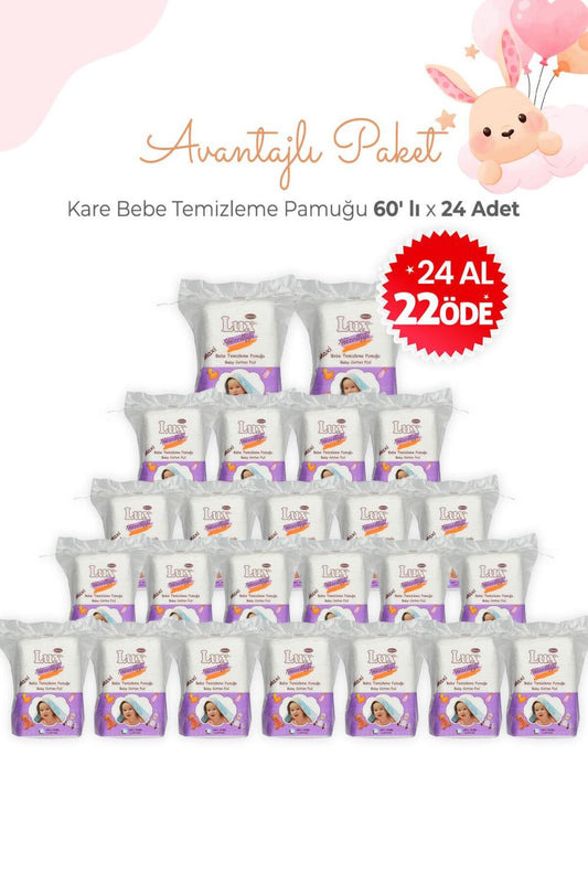 24 Al 22 Öde Kare Bebe Temizleme Pamuğu 60' lı