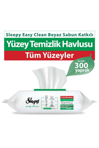 Easy Clean Beyaz Sabun Katkılı Yüzey Temizlik Havlusu 3 Paket 300 Yaprak