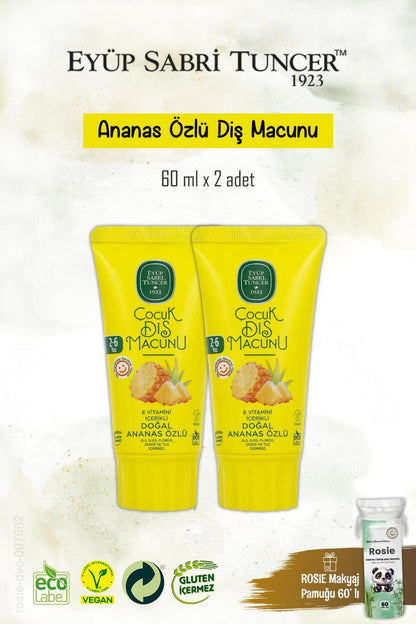 Doğal Ananas Özlü Diş Macunu 2 Adet 60 ml, Rosie Hediye