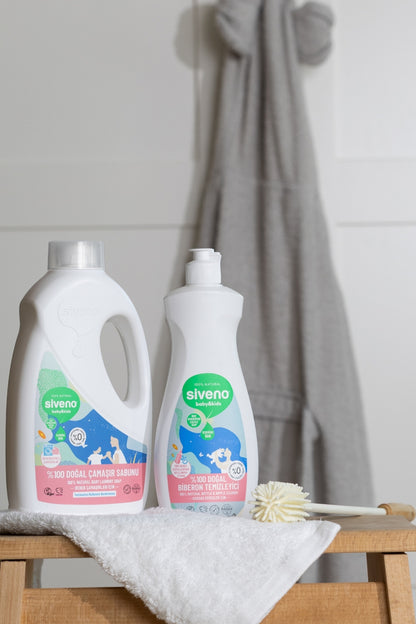 %100 Doğal Bebek Çamaşır Sabunu 750 ml & Biberon Emzik Temizleyici Elde Bulaşık Sabunu 500 ml