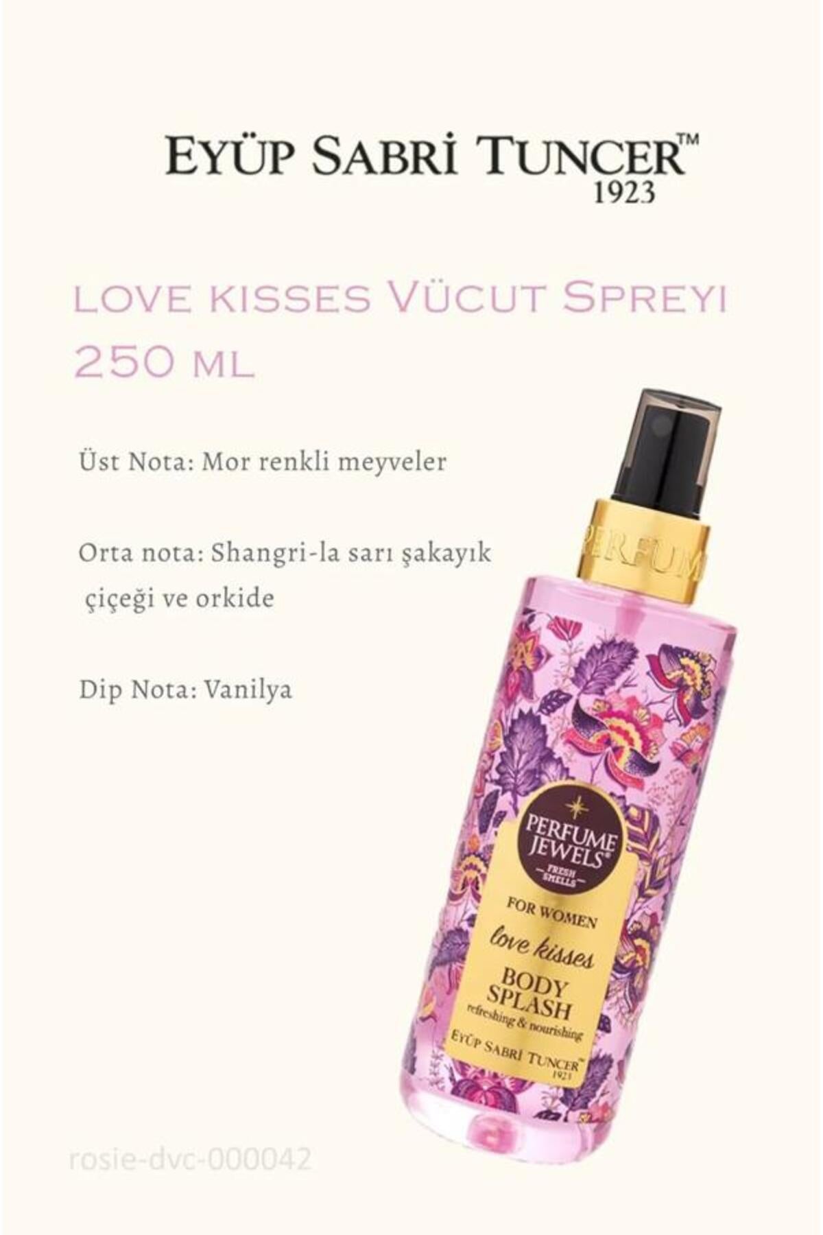 Vücut Spreyi Love Kisses ve Pure Love Krem, Zeytinyağlı Şampuan, Frambuaz Tonik ve Rosie