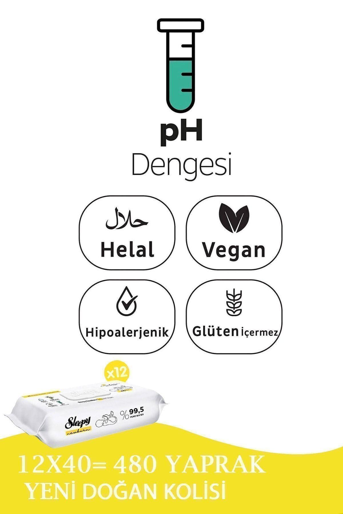 Yenidoğan Newborn Islak Mendil 12x40lı (480 YAPRAK)