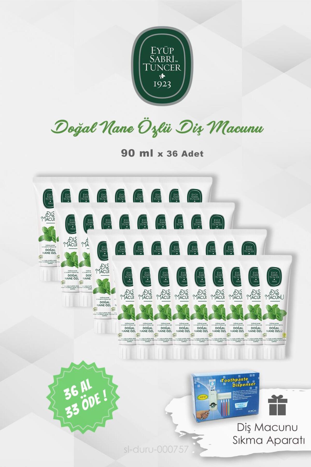 36 AL 33 ÖDE Eyüp Sabri Tuncer Nane Özlü Diş Macunu 90 ml ve Diş Macunu Sıkma Aparatı