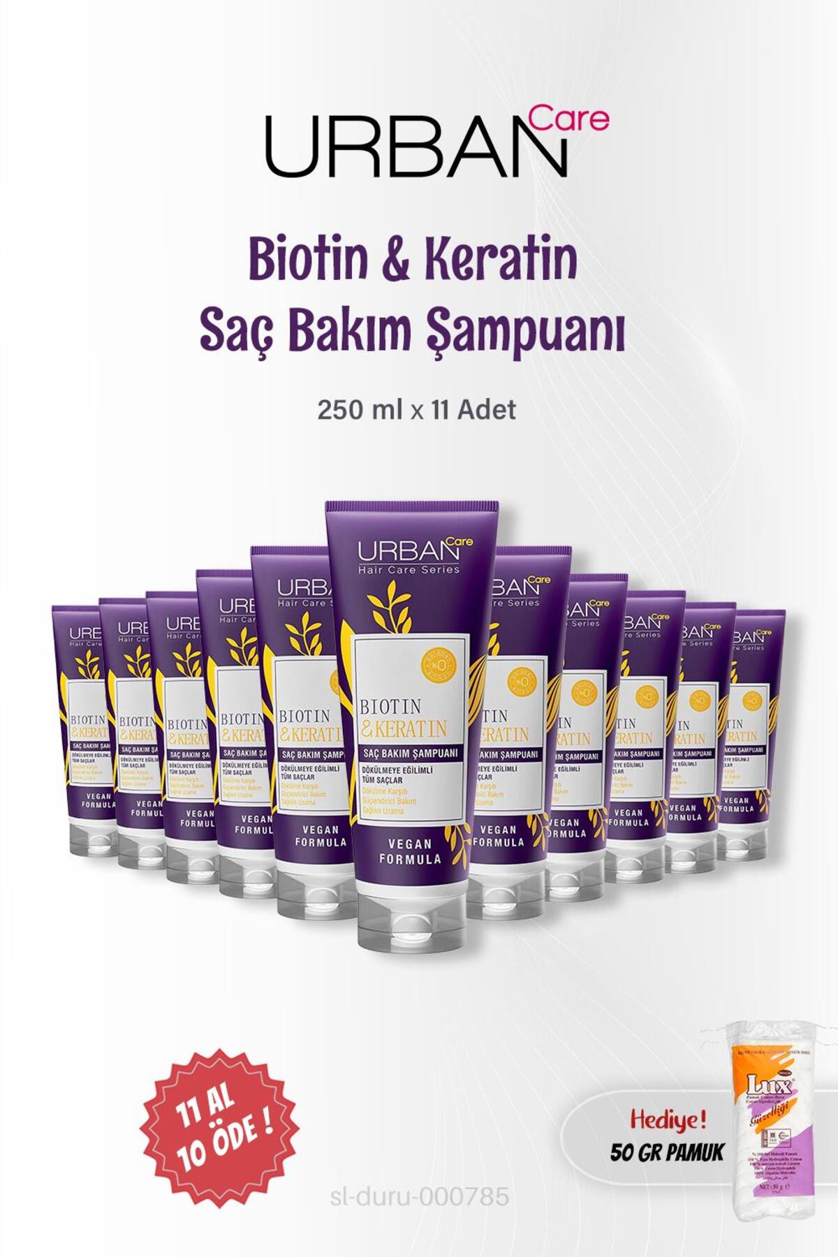 11 AL 10 ÖDE Urban Care Biotin Keratin Şampuan 250 ml, 50 gr Pamuk Hediye