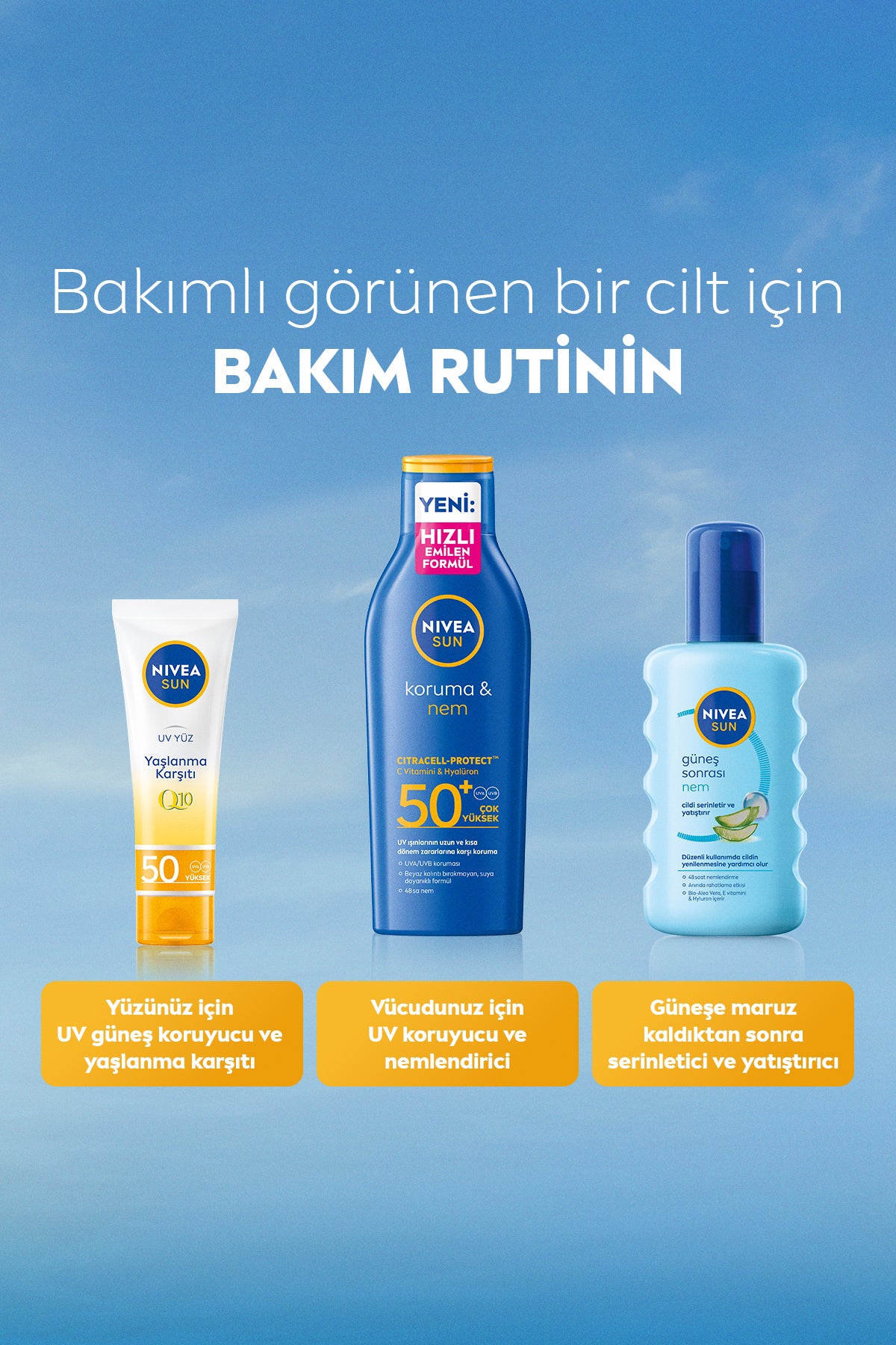 SUN SPF50+ Güneş Koruyucu Vücut Losyonu 200ml, Nemlendirici, Suya Dayanıklı, Yeni Nesil UV Filtresi