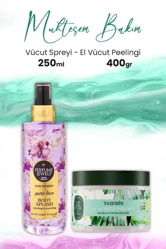 El ve Vücut Peelingi Yasemin 400 gr ve Pj Body Splash Pure Love 250 ml