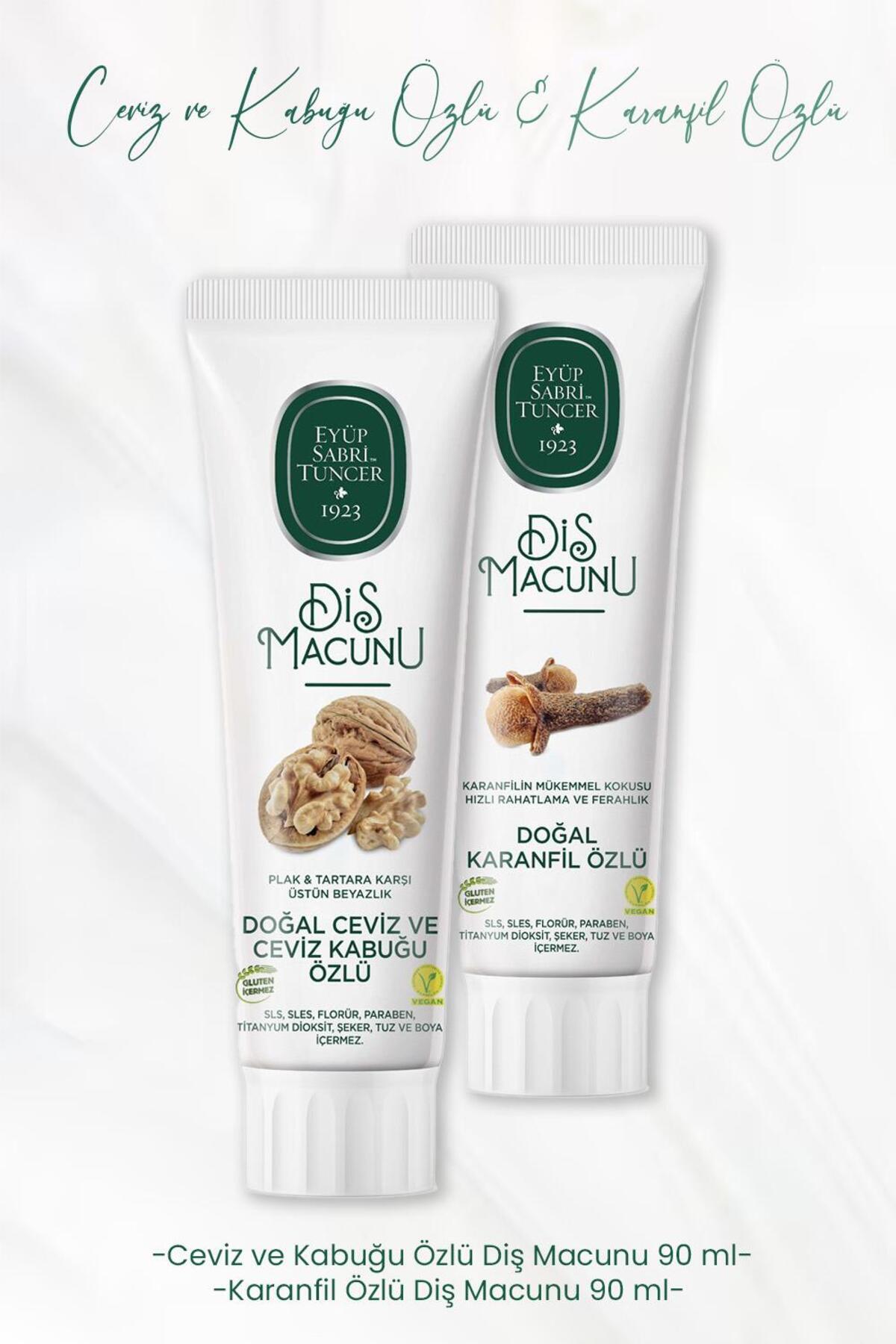Diş Macunu Ceviz ve Kabuğu Özlü 90 ml ve Karanfil Özlü 90 ml