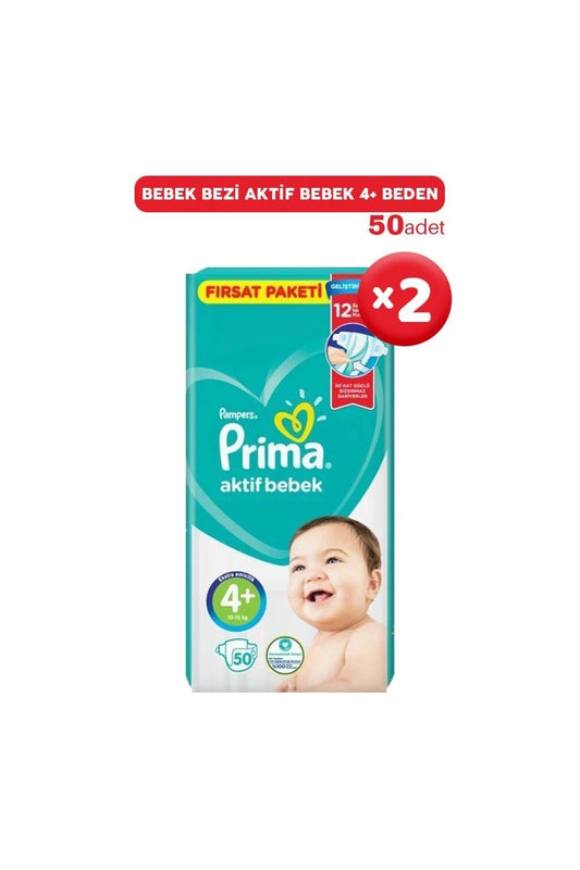 Bebek Bezi Aktif Bebek 4+ Beden 50 Adet X 2