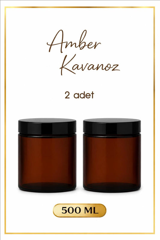 2 Adet Amber Kavanoz 500 ml - Çok Amaçlı Saklama Kabı