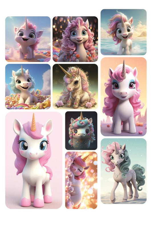 10'lu 1016 Unicorn Sevimli Hayvan Stickerlar