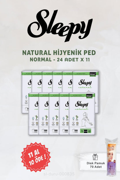 11 AL 10 ÖDE Natural Hassas Hijyenik Ped Normal 24 Adet ve Disk Pamuk