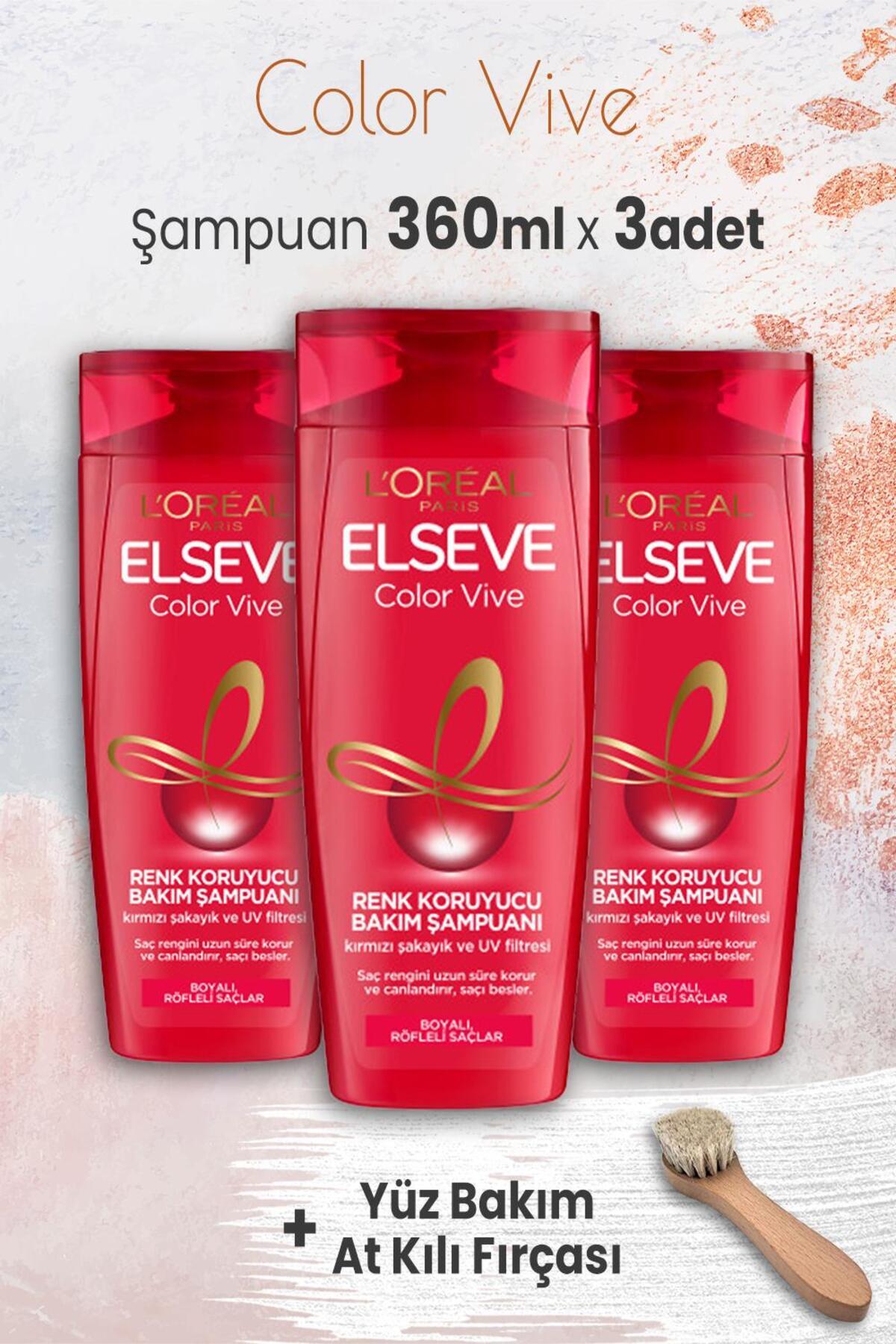 Color Vive Renk Koruyucu Şampuan 360 ml x 3 Adet ve Yüz Bakım At Kılı Fırçası