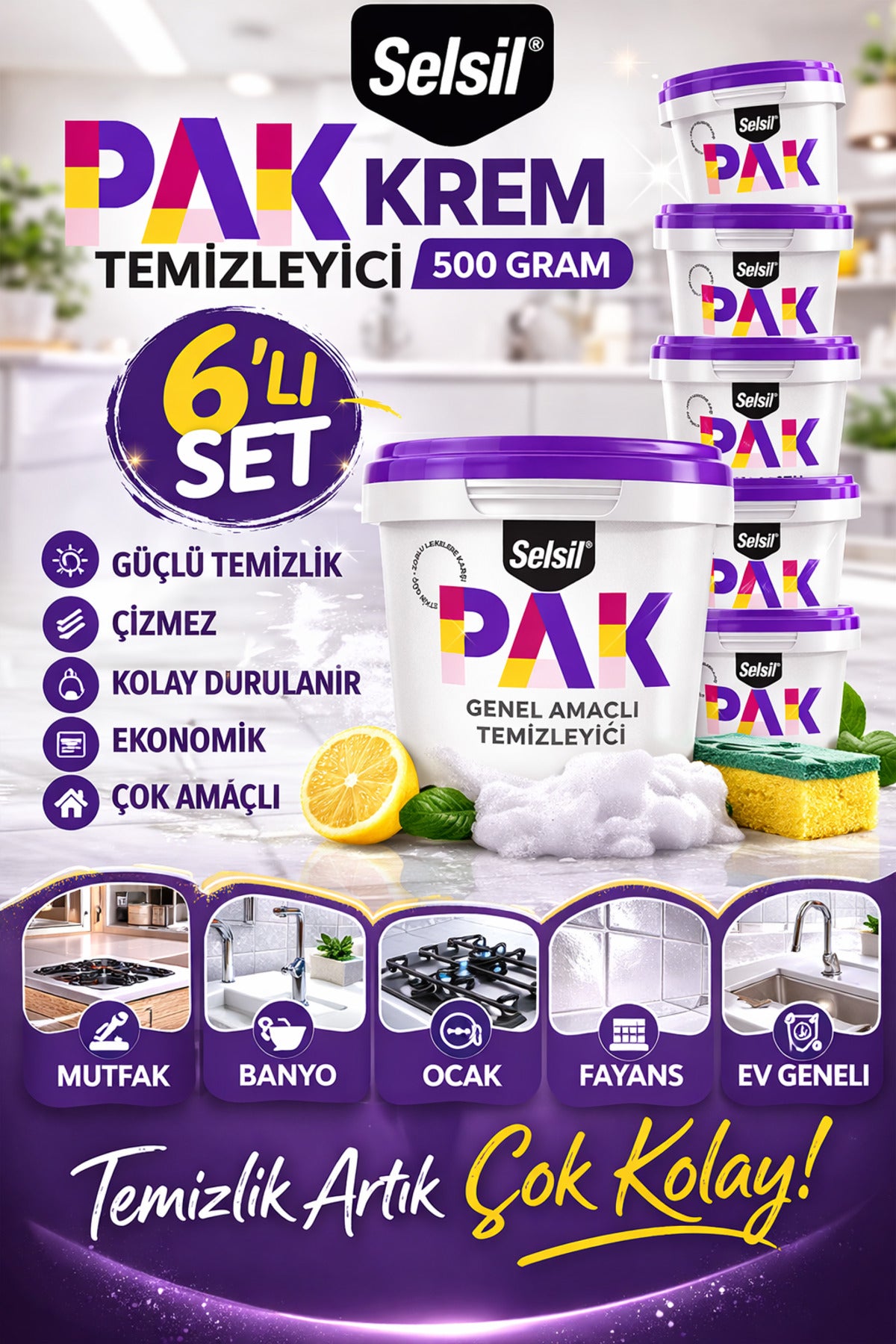 Pak Genel Amaçlı Mucize Temizleyici 6'lı 500 Gr
