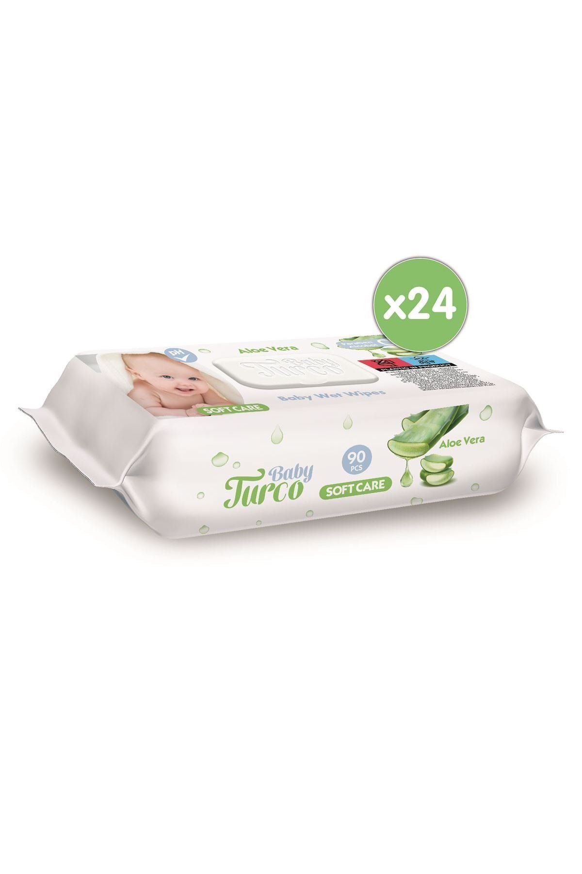 Softcare Aloe Vera Islak Bebek Havlusu 24x90 Yaprak