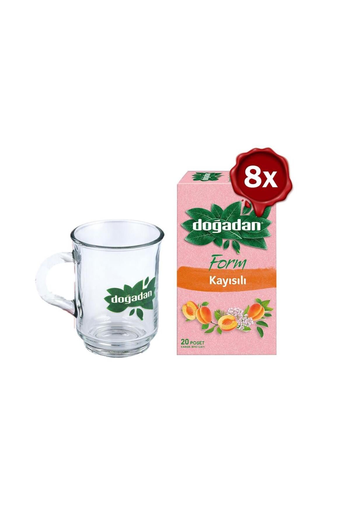 Form Çay Kayısılı 20'li x 8 ve Cam Bardak Hediyeli