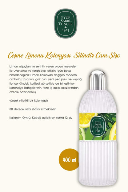 Çeşme Limonu Kolonya Pet ve Cam şişe 400 ml, 1lt klasik limon ve Rosie Hediye