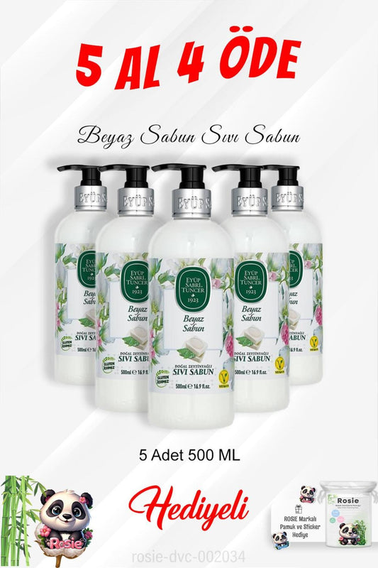 Beyaz Sabun Sıvı Sabun 500 ML 5 Al 4 Öde ve Rosie Pamuk