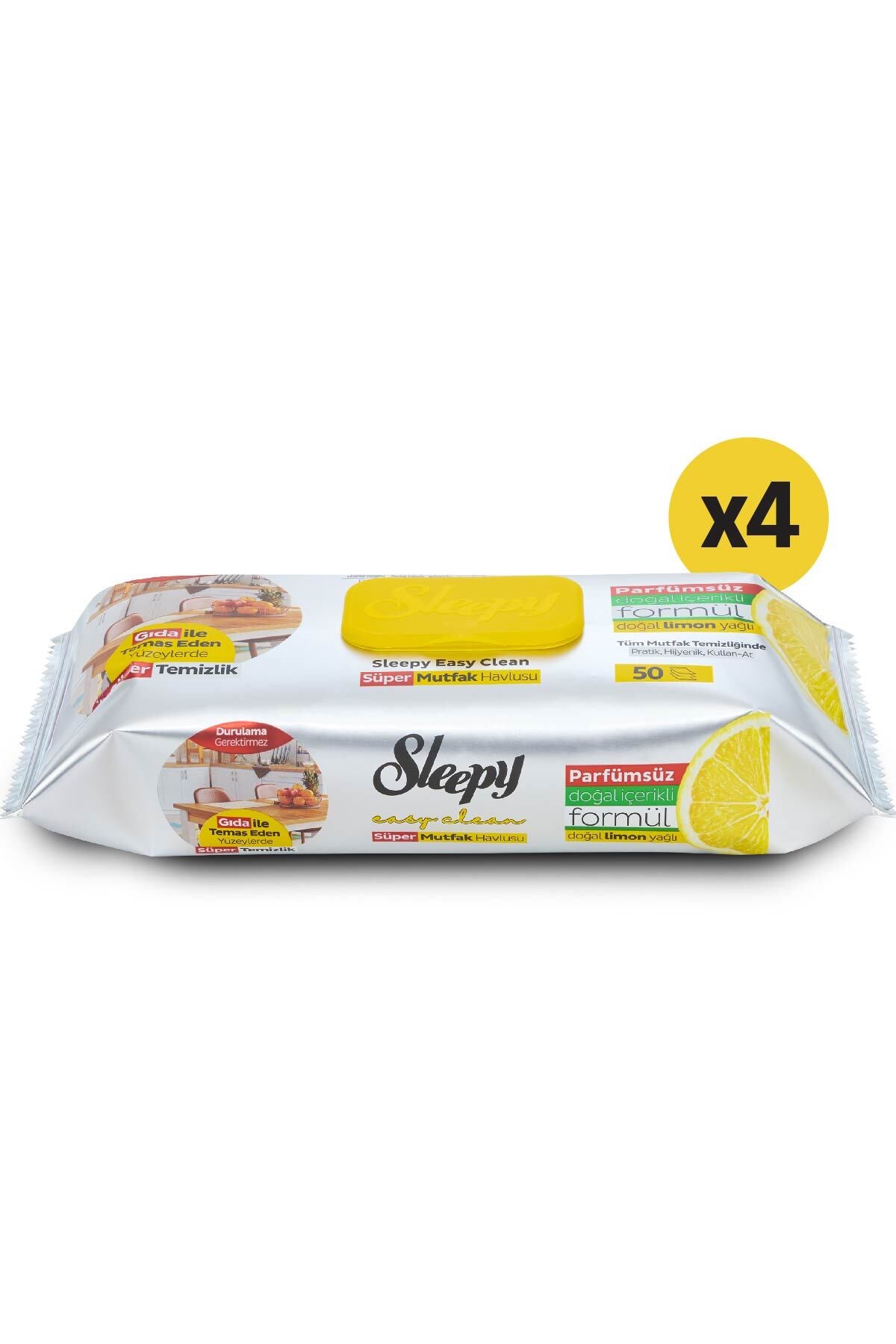 Easy Clean Süper Yüzey Temizlik Mutfak Havlusu&mendili Limon Yağlı 4x50 (200 YAPRAK)