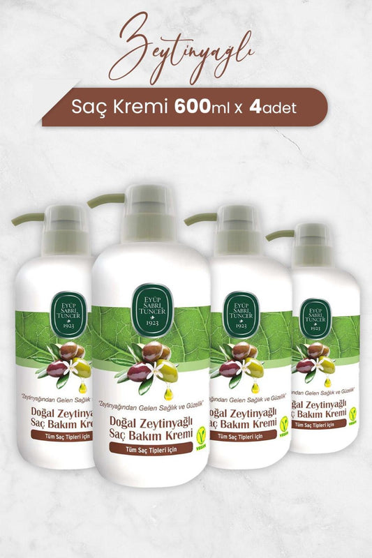 Doğal Zeytinyağlı Saç Kremi 600 ml x 4 Adet