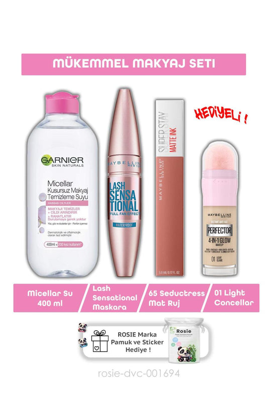 Maybelline Lash Sensational Maskara,65 Seductress Ruj, Perfector Glow 01 Light, Micellar 400 ml ve