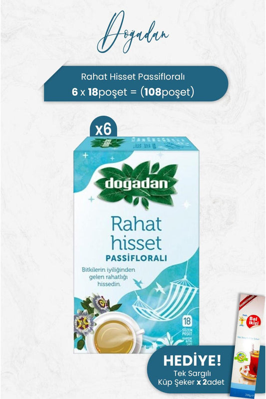 Rahat Hisset Passifloralı 18'li X 6 Adet Ve Tek Sargılı Küp Şeker X 2 Adet