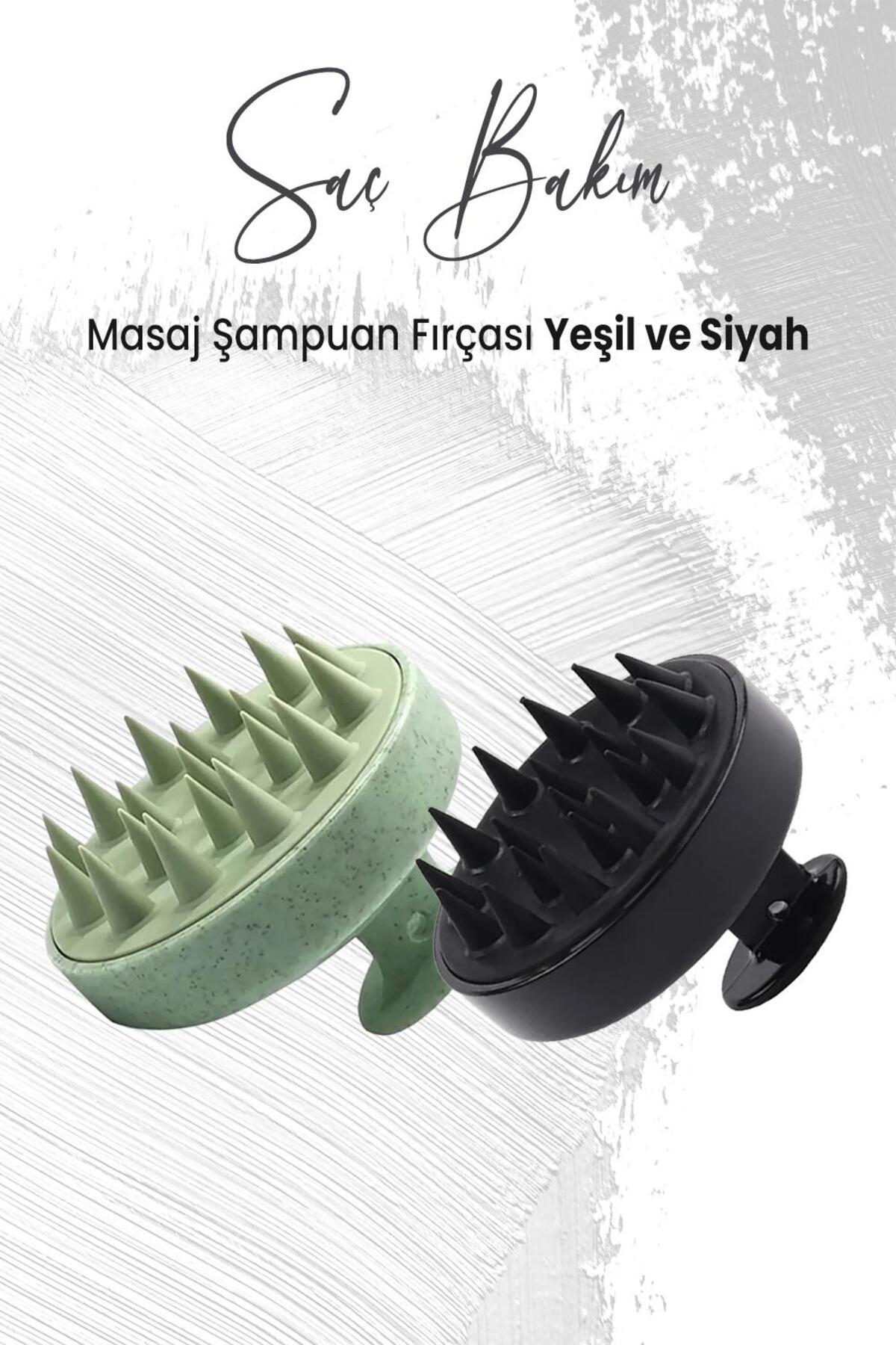 Yumuşak Silikonlu Masaj Şampuan Fırçası Siyah ve Yeşil