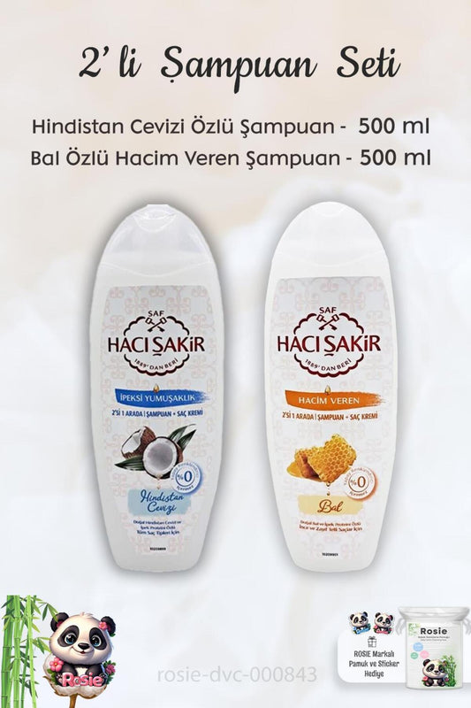 Hindistan Cevizi Şampuan 500 ml, Ballı Şampuan 500 ml ve ROSIE