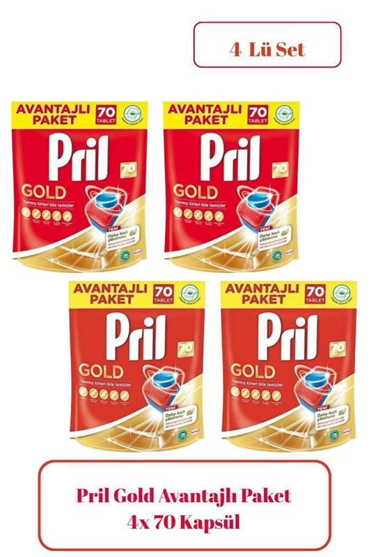 Gold 280 Yıkama Bulaşık Makinesi Deterjanı Tableti (4 x 70'li Paket)