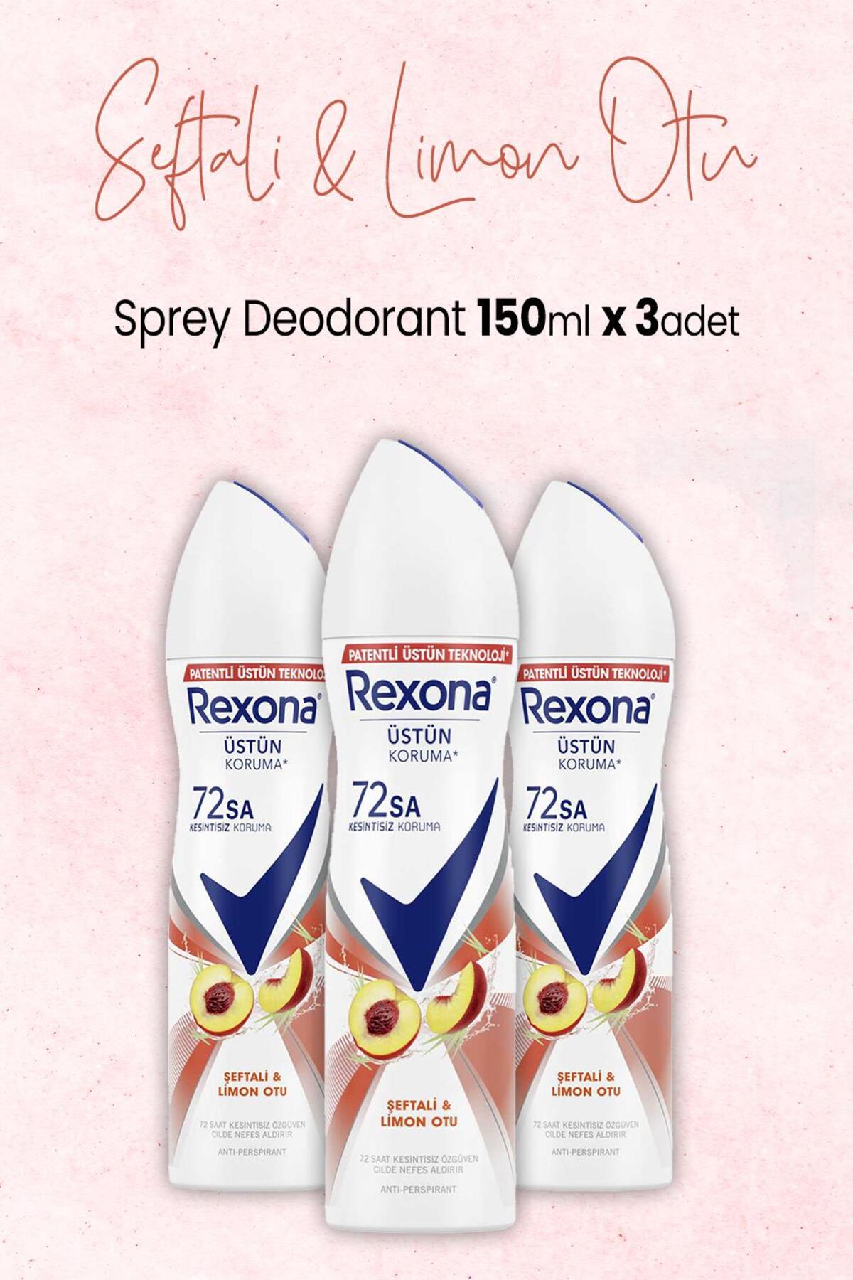 Kadın Sprey Deodorant Şeftali ve Limon Otu 150 ml x 3 Adet