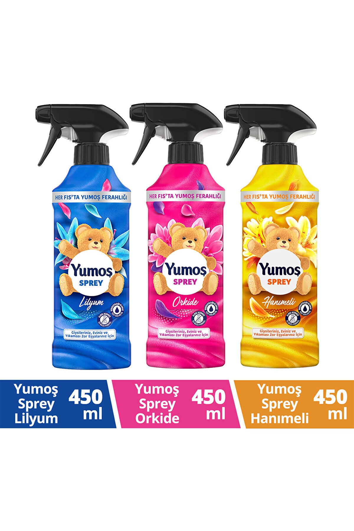 Sprey Hanımeli 450ML+YUMOŞ Sprey Orkide 450ML+YUMOŞ Sprey Sprey Lilyum 450ML
