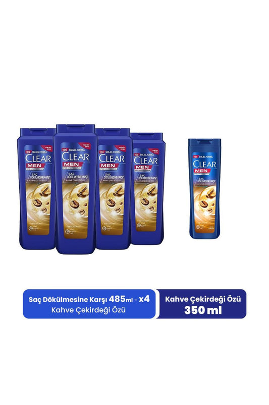 Men Şampuan Kahve Çekirdeği Özü 485 ml x 4 ve Kahve Çekirdeği Özü 350 ml