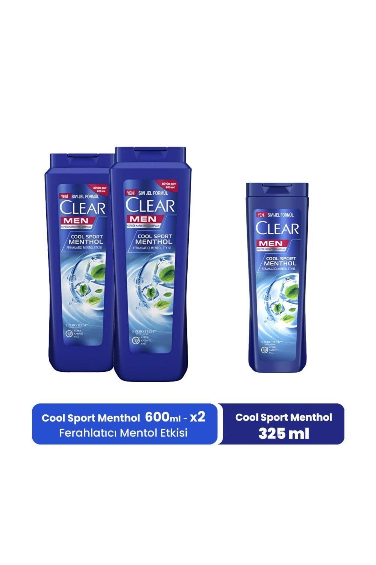 Men Şampuan Cool Sport Menthol 600 Ml X 2 Ve Mentol Etkisi 325 Ml