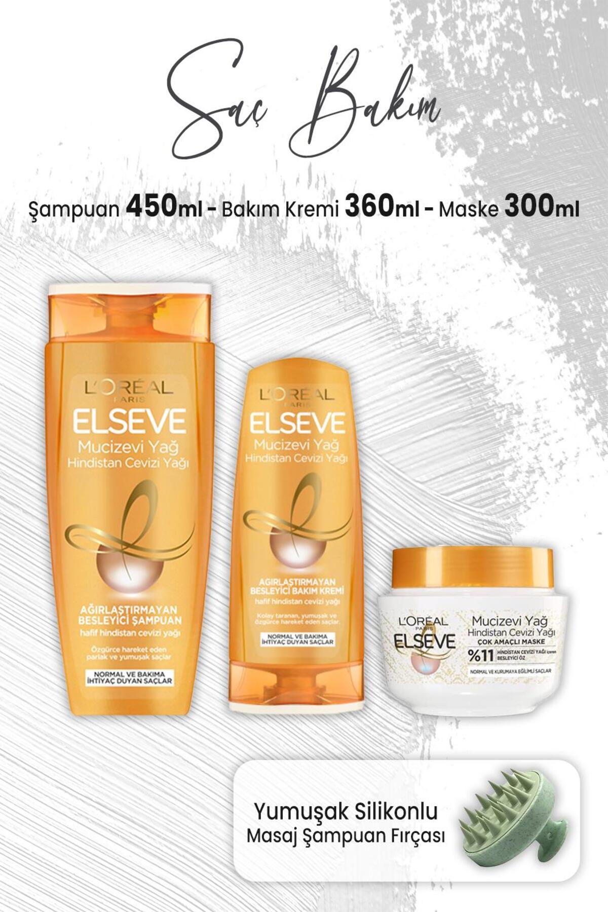 Mucizevi Hindistan Cevizi Şampuan 450 Ml, Krem 360 Ml, Maske 300 ml Ve Masaj Şampuan Fırçası