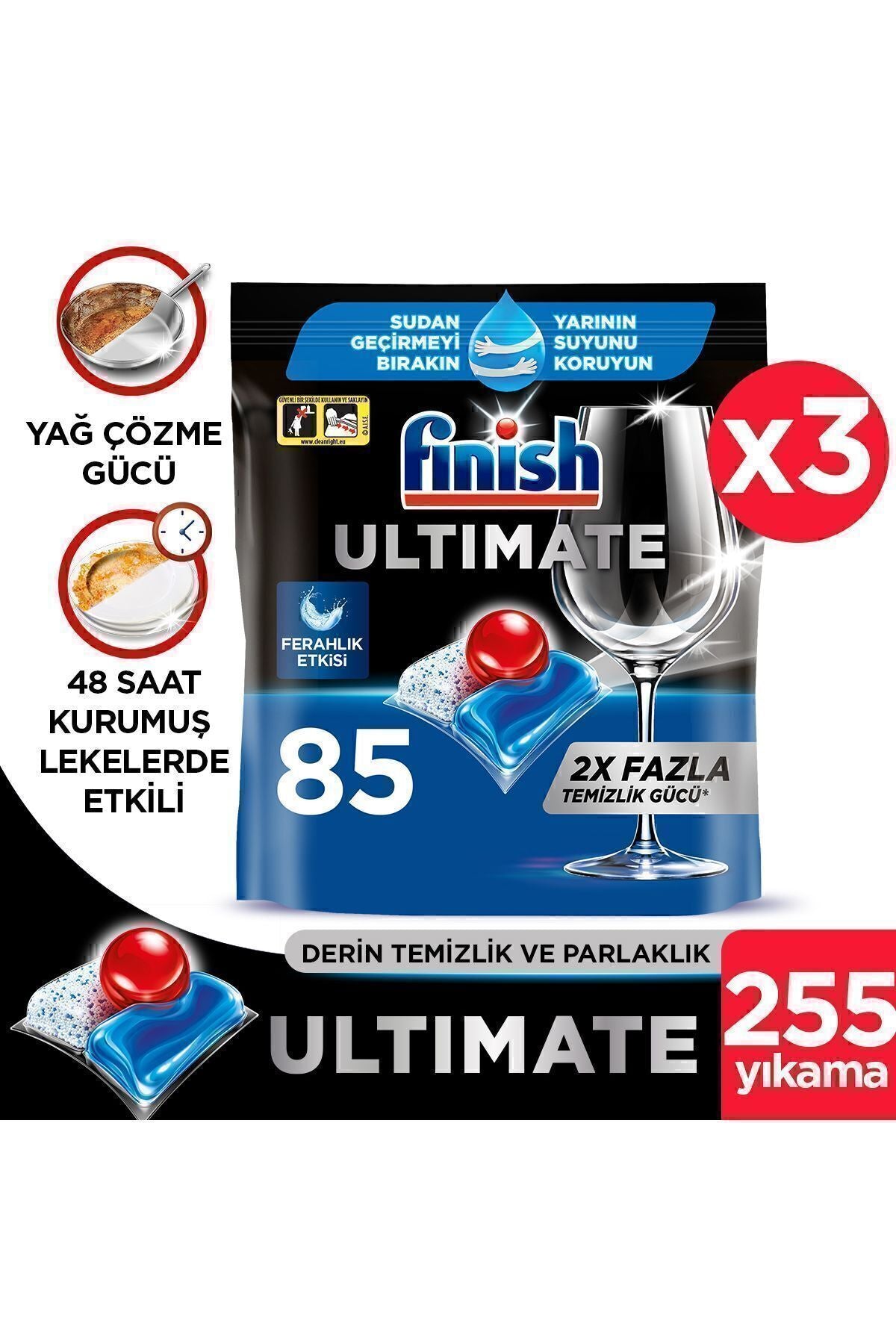 Ultimate Bulaşık Makinesi Deterjanı Kapsül Tablet 255 Adet (85 x 3)