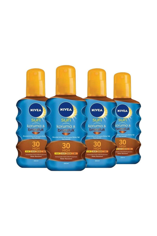 Sun Koruma Ve Bronzluk Güneş Yağı Gkf 30 200 Ml x 4