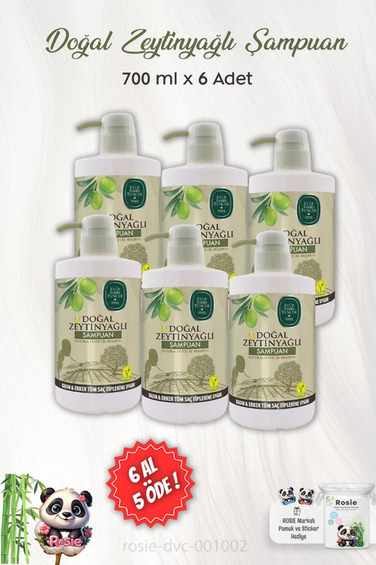 6 AL 5 ÖDE Eyüp Sabri Tuncer Doğal Zeytinyağlı Şampuan 700 ml ve ROSIE