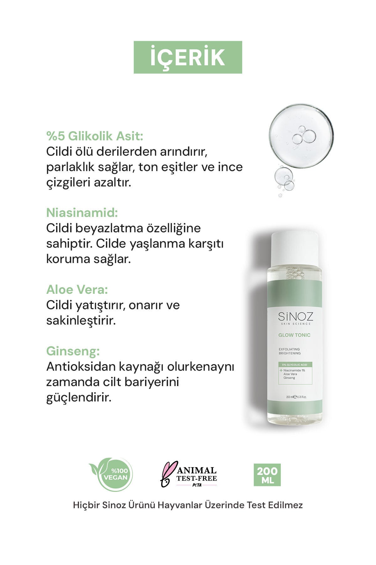 Gözenek Sıkılaştırıcı Arındırıcı Canlandırıcı Peeling Etkili %5Glikolik Asit İçeren Glow Tonik 200ml