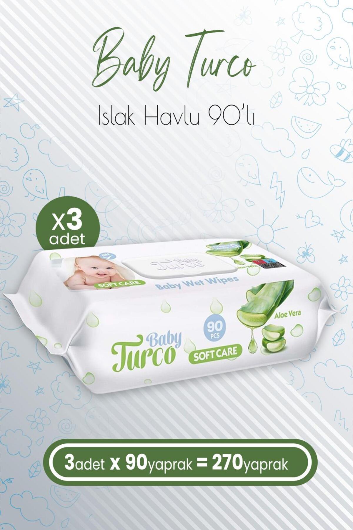 Soft Care Bebek Islak Havlu Aloe Vera 90' lı x 3 Adet (270 Yaprak)
