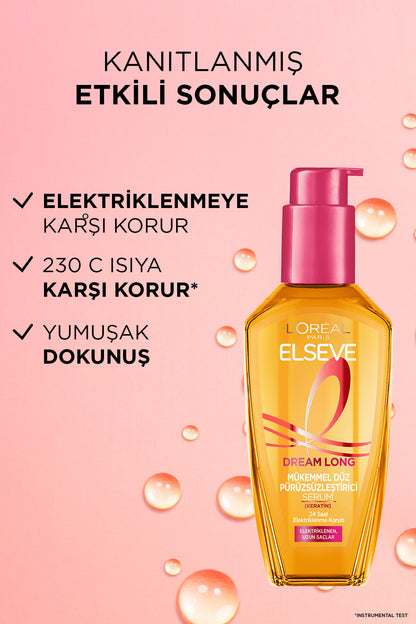 Dream Long Elektriklenen Yıpranmış Saçlara Mükemmel Düz Isı Koruyucu Pürüzsüzleştirici Serum 100ml