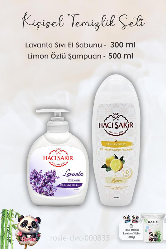 Lavanta Dinlendirici Sıvı Sabun 300 ml, Limonlu Şampuan 500 ml ve ROSIE