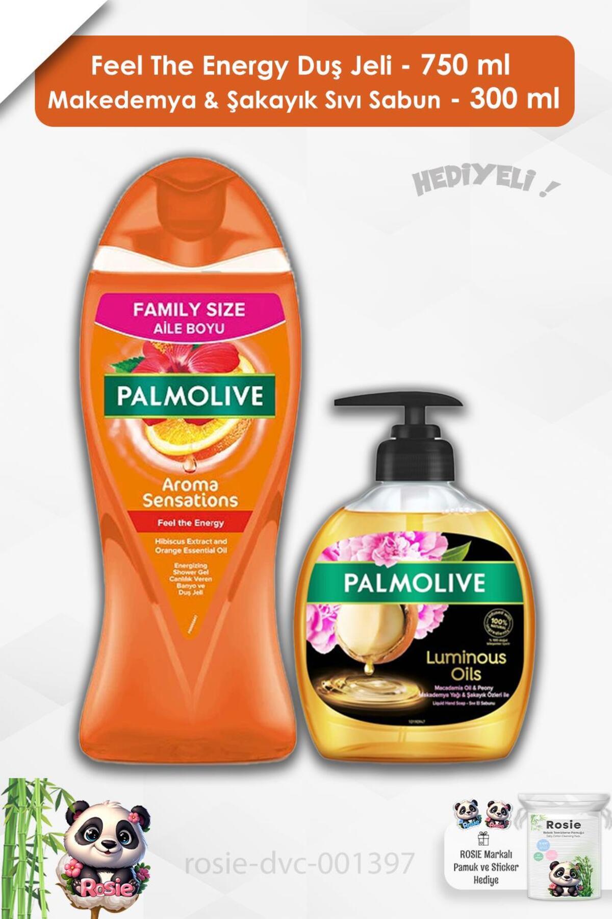 Duş Jeli Feel The Energy 750 ml,Makedemya & Şakayık Sıvı Sabun 300 ml ve ROSIE