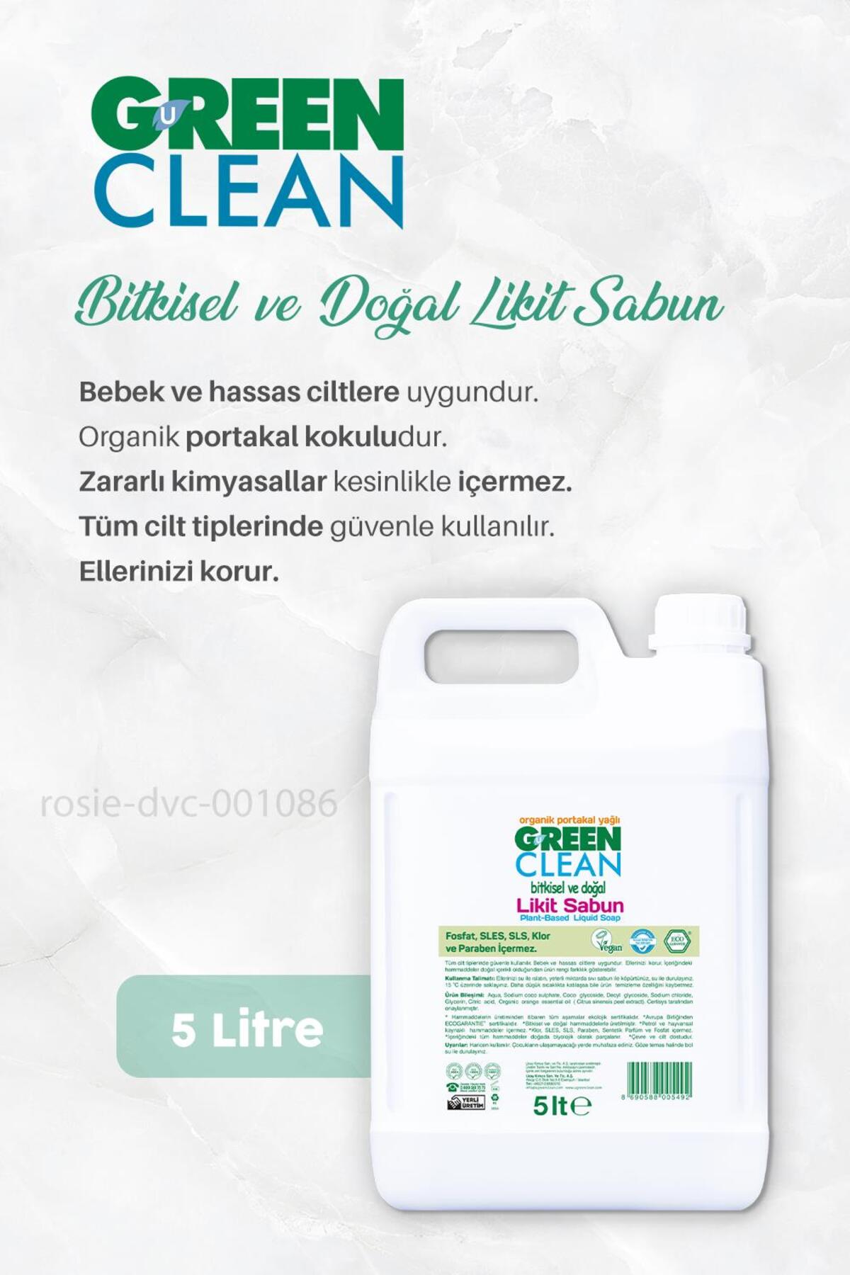 Likit Sabun Portakal Yağlı 5 lt, Baby Çamaşır Deterjanı 1 lt, Leke Çıkarıcı 1 lt ve ROSI