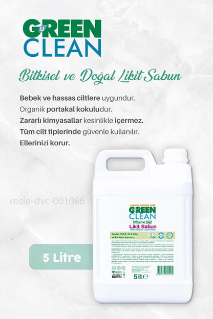 Likit Sabun Portakal Yağlı 5 lt, Baby Çamaşır Deterjanı 1 lt, Leke Çıkarıcı 1 lt ve ROSI
