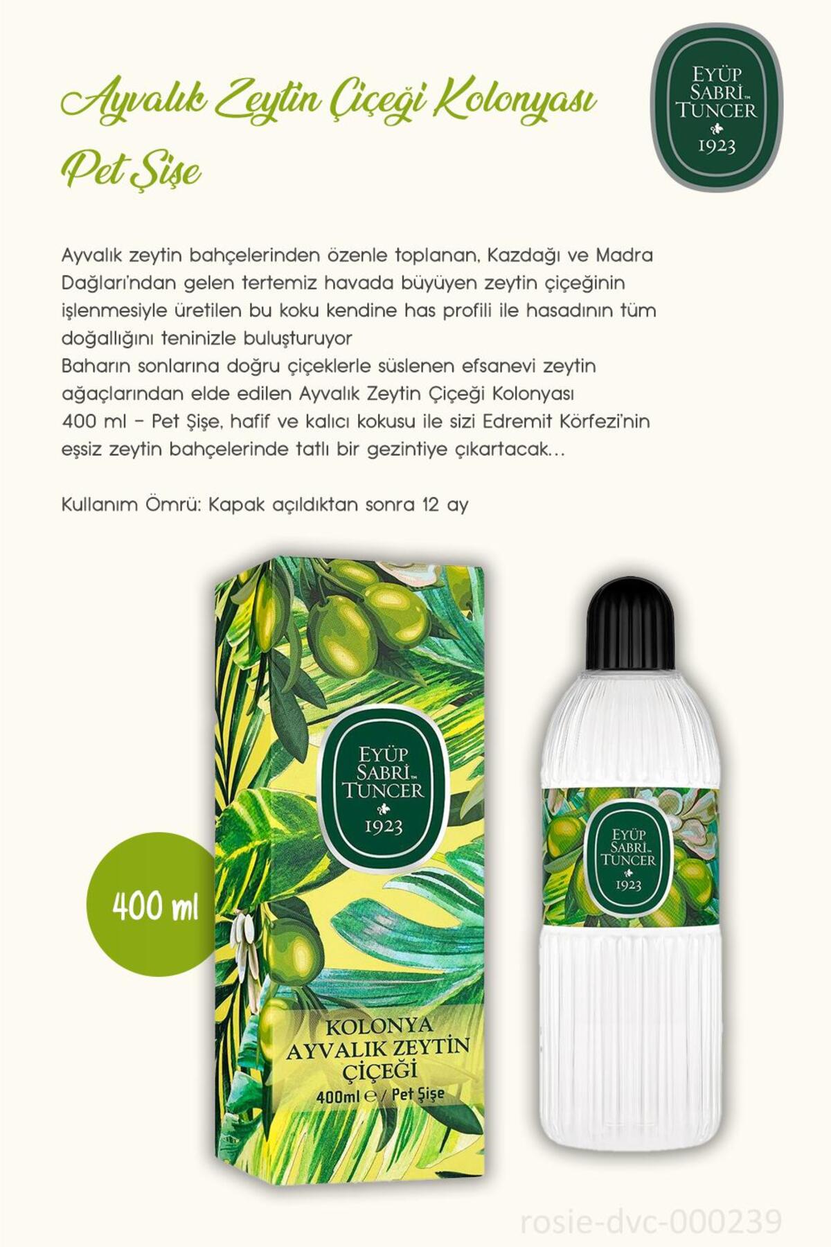 Ayvalık Zeytin Çiçeği Kolonyası 400 ml 3 Adet ve 60'lı ROSIE