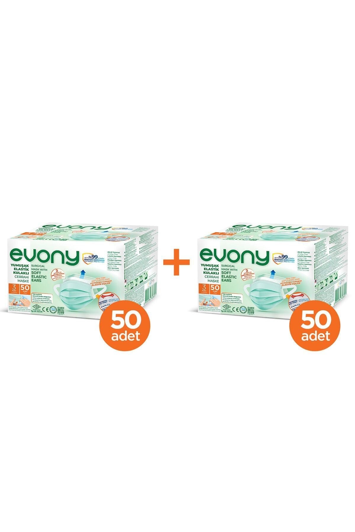 Yumuşak Elastik Kulaklı Cerrahi Maske 10'lu X 10 Adet