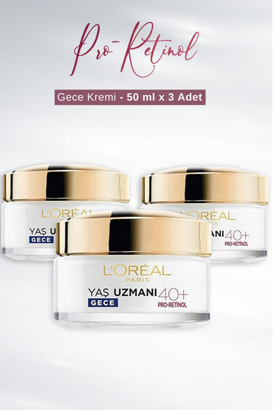 Yaş Uzmanı Kırışıklık Karşıtı Gece Kremi 40+ Pro-Retinol 50 ml x 3 Adet