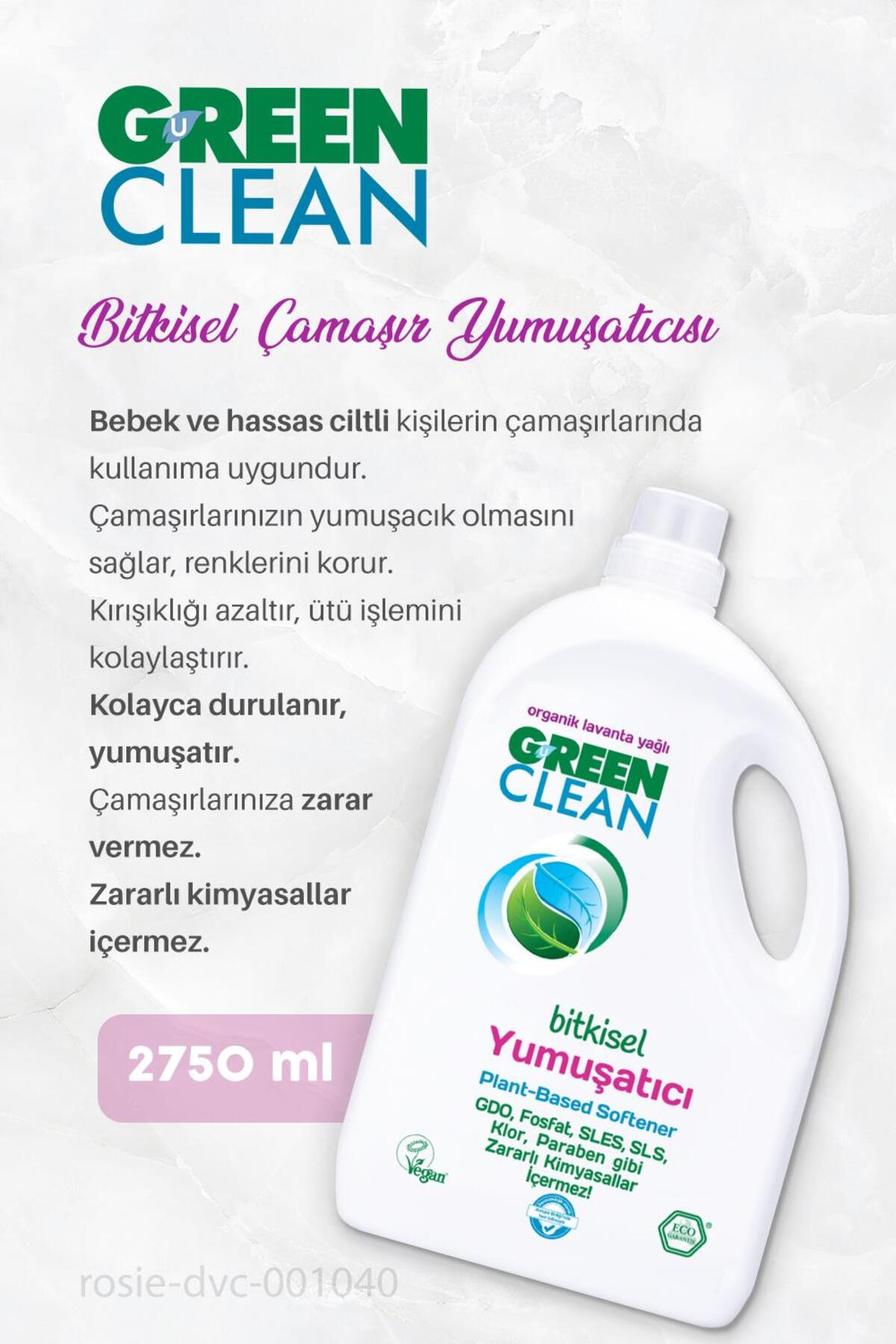 Bitkisel Sıvı Çamaşır Deterjanı 2.75 kg, Çamaşır Yumuşatıcısı 2.75 kg ve ROSIE